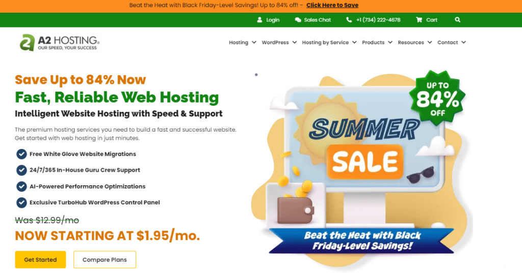 A2 hosting wordpress multsite hosting website interface