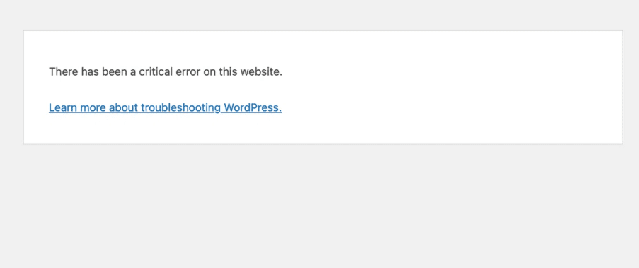 wordpress critical error