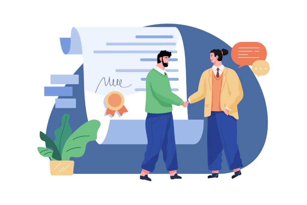 customer handshaking the agent
