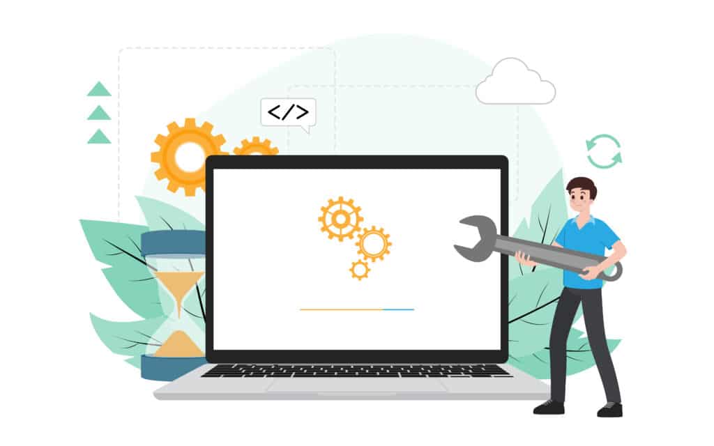 software upgrade process on laptop illustration- wp-config