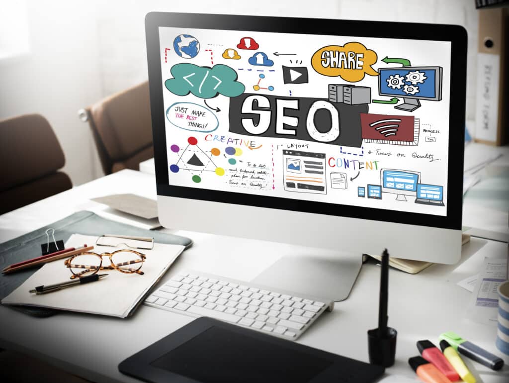 SEO search engine on pc screen