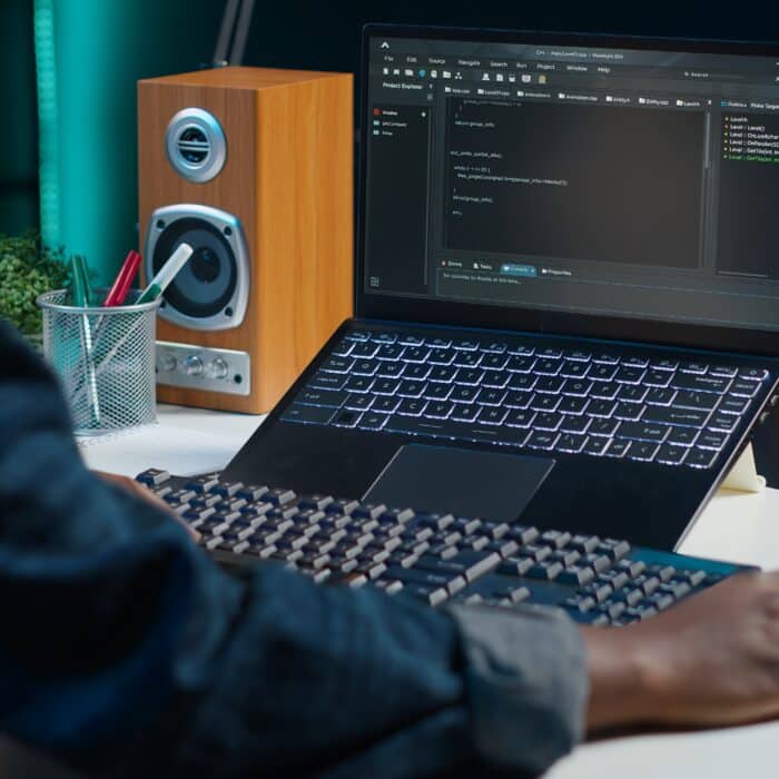 worker using a laptop