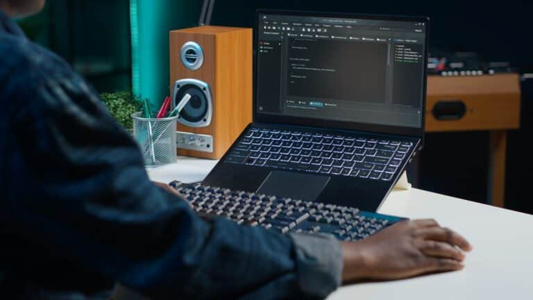 worker using a laptop