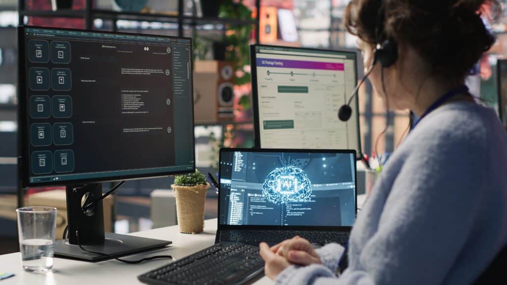 worker using AI platforms